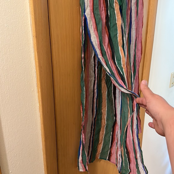 Lulus Striped Sheer Wide Leg Beachy Coastal Pants Pink Green Size Small - Picture 7 of 13